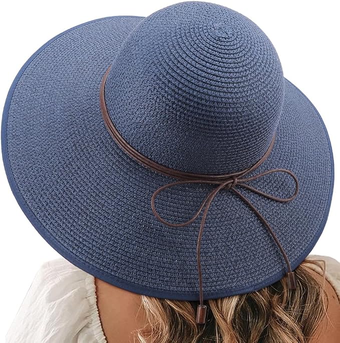 DRESHOW Beach Hats for Women Big Straw Wide Brim Summer Hat Floppy Foldable by DRESHOW