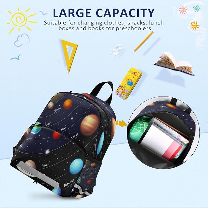 Solar System Planet Toddler Backpack Boys Girls Kids Preschool Bookbag School - Image 5