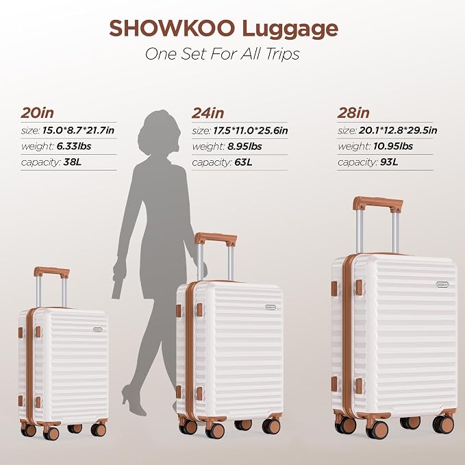 SHOWKOO Luggage Sets 3 Piece Hardside Expandable Suitcase - Image 4