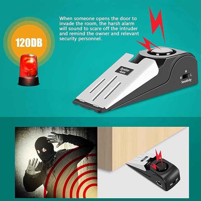 Portable Door Lock & Door Stop Alarm Set, Dual Protection Home Security Door Kit - Image 3