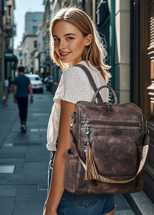 Shrrie Vegan Leather Laptop Backpack - Image 2