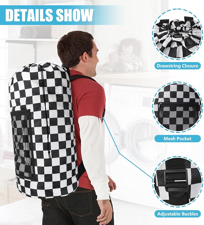 Positive Square Travel Laundry Bag Backpack, Portable - Image 4