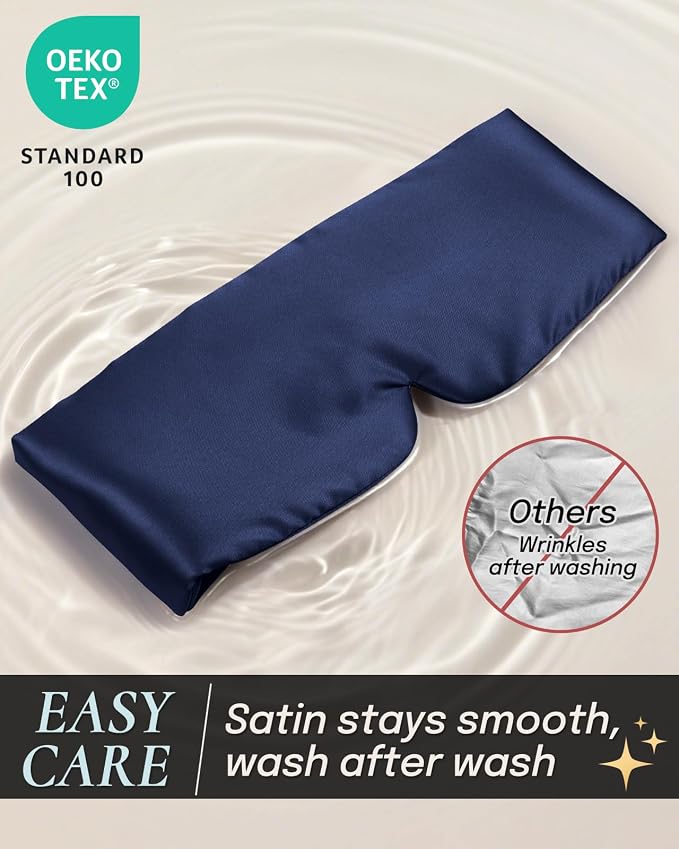 Zenssia Satin Sleep Mask for Women and Men, Lightweight Padded Eye Mask - Image 3
