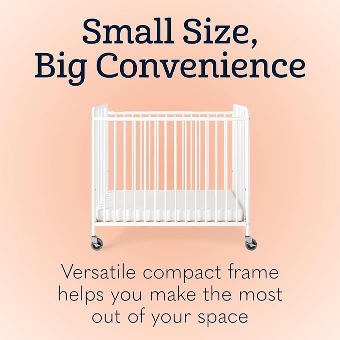 Foundations Chelsea Slatted Metal Compact Daycare Crib, Compact Mini Size - Image 5