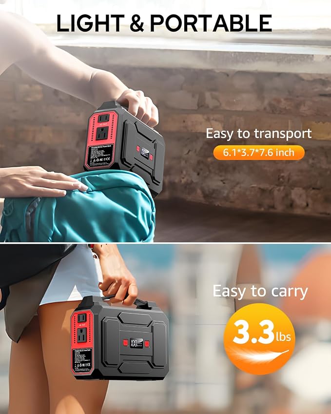 Apowking 146Wh Portable Power Station Bank 200W Peak Solar Powered Power Bank - Image 6