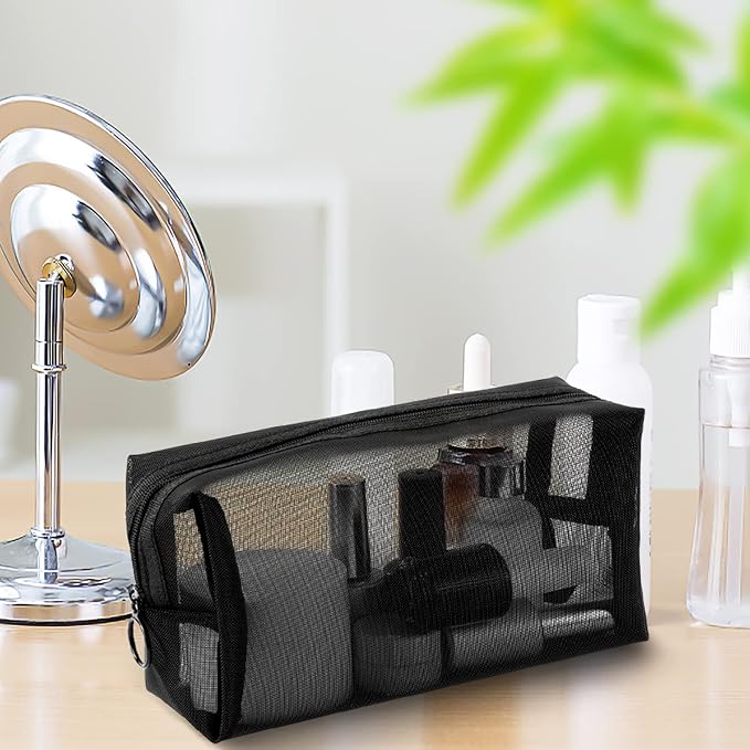 20 Pieces Mesh pouch, Mesh Makeup Bag Portable Makeup Pouch Travel Toiletry Bag - Image 4