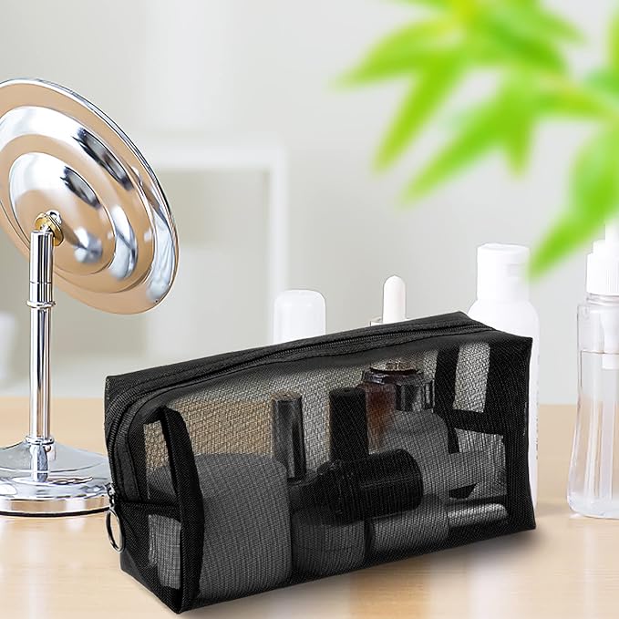 20 Pieces Mesh pouch, Mesh Makeup Bag Portable Makeup Pouch Travel Toiletry Bag - Image 4