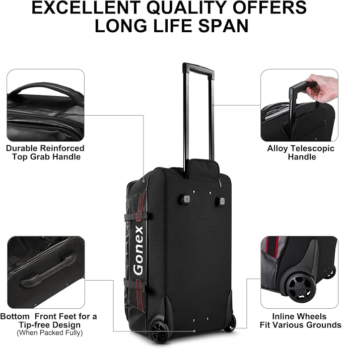 Gonex Rolling Duffle Bag with Wheels, 70L Water Repellent Wheeled Travel Duffel - Image 4