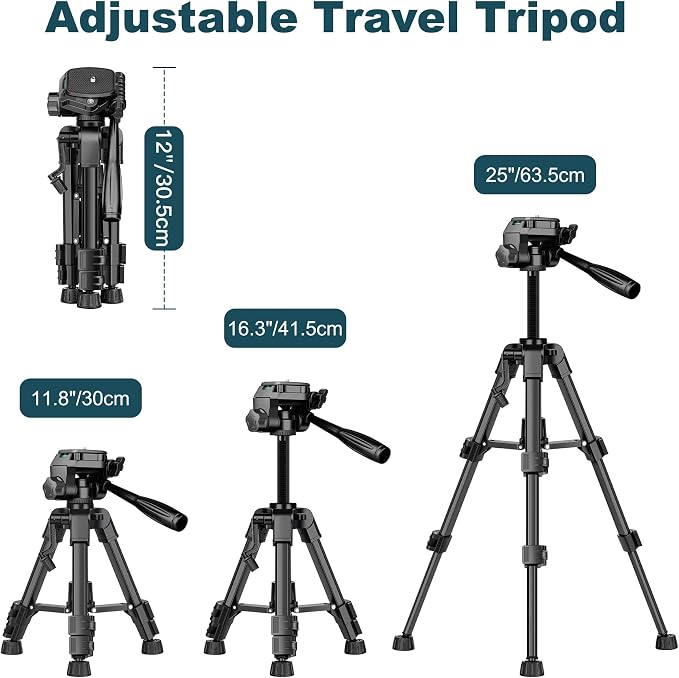 JOILCAN Mini Tripod for Camera, Portable Travel Tripod w/Phone & Tablet Holder - Image 3