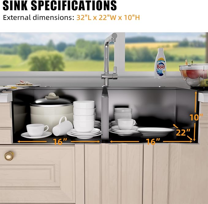 Drop In Kitchen Sink Stainless Steel 32x22 - Image 2