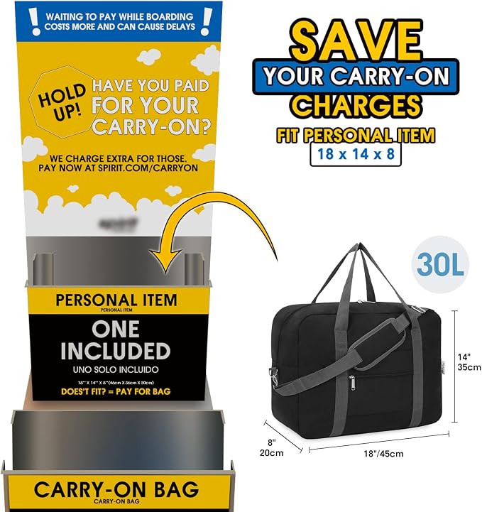 For Spirit Airlines Personal Item Bag 18x14x8 Foldable Travel Duffel Bag Tote - Image 2