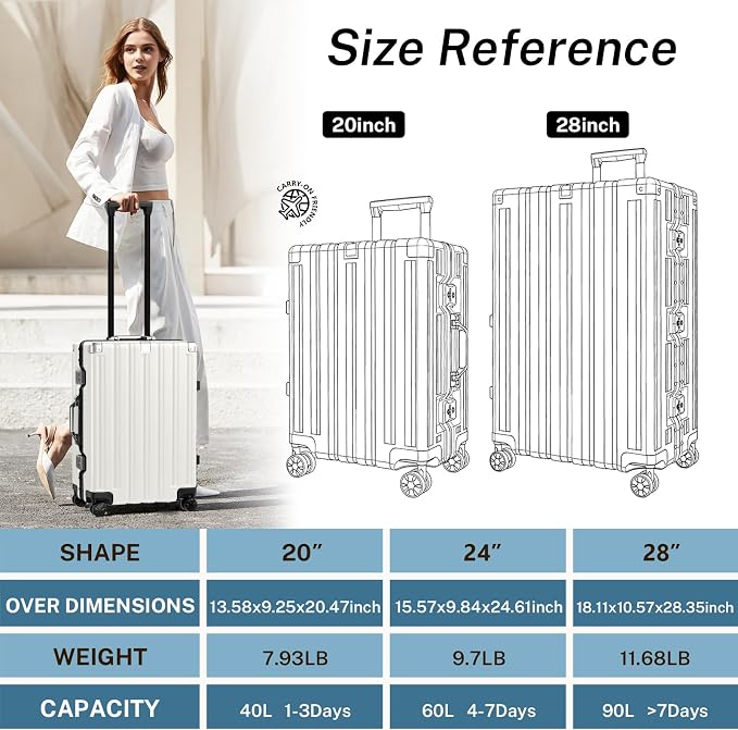 Krute Luggage 28 Inch Aluminum Frame Luggages TSA Lock No Zipper Checked - Image 2