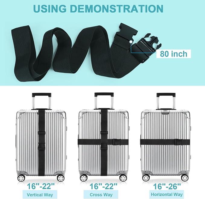4Pcs Luggage Straps Suitcase 80In Long Adjustable Travel Accessories TSA - Image 6