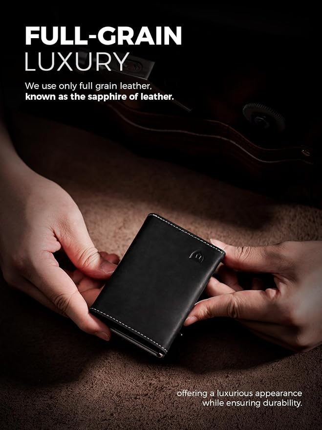 LORZOR Wallet for Men with Metal Card Holder, Pop Up Wallet, Finest Full Grain - Image 3