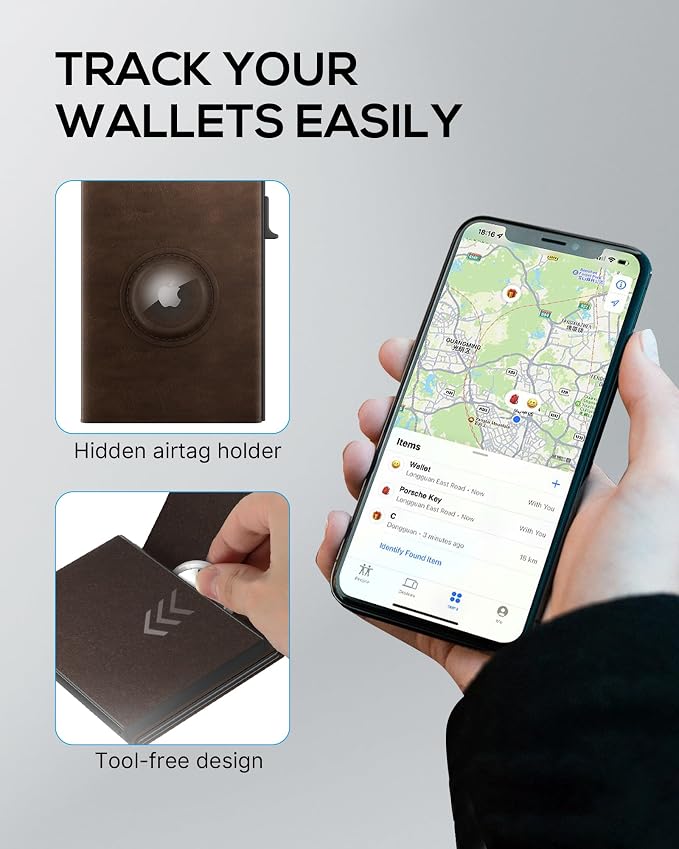 Mens Wallet with AirTag Holder: Smart Wallet Compatible with Apple AirTag - Image 5
