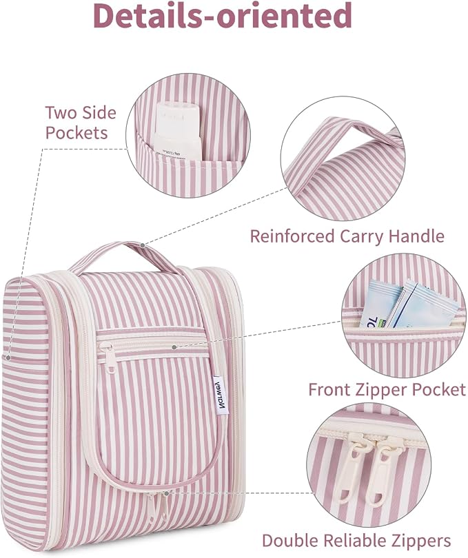 Narwey Small Striped Hanging Travel Toiletry Bag - Image 7