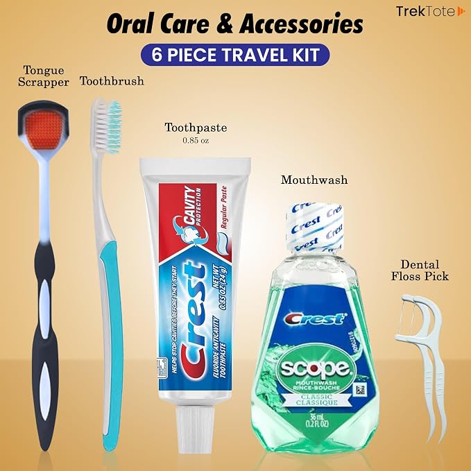 Trektote 6-Piece Travel Size Toothbrush and Toothpaste Set - Image 3