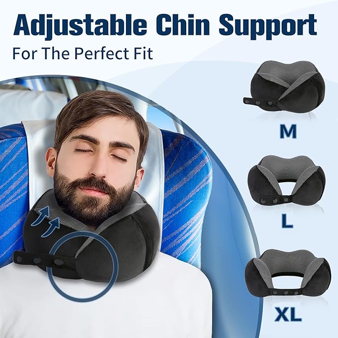 Neck Pillow for Traveling, Travel Pillows for Airplanes, 100% Pure Memory Foam - Image 2