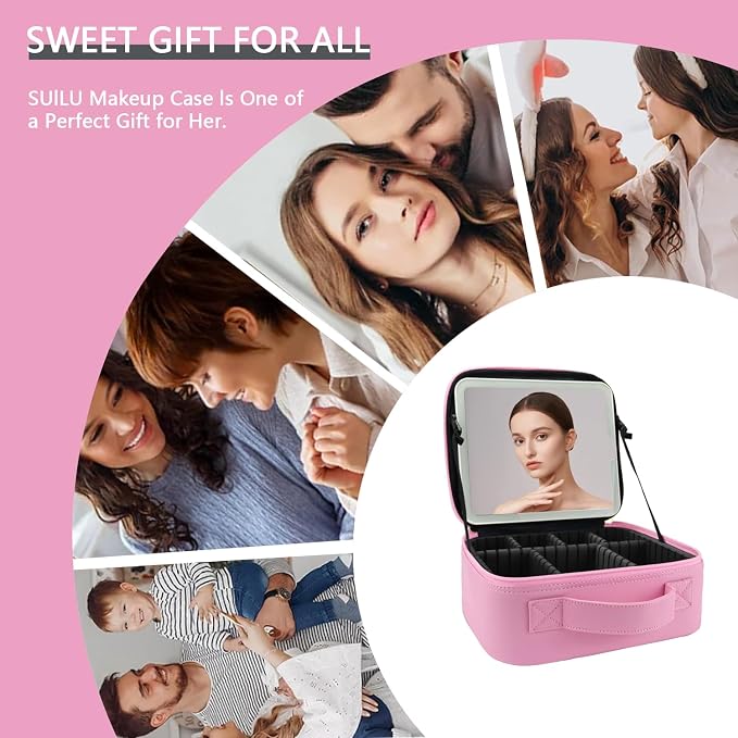 Makeup Bag with Led Mirror, Travel Makeup Organizer with 3 Color Setting & 10X - Image 6