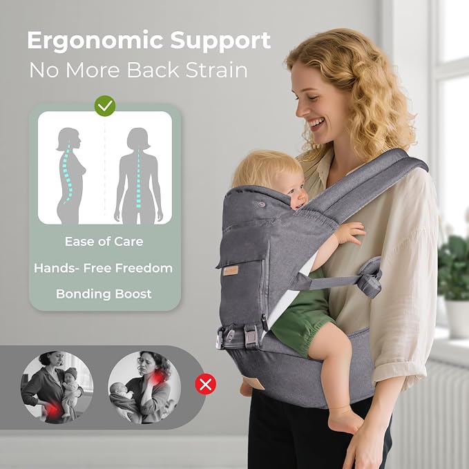 FRUITEAM Baby Carrier with Hip Seat - Image 6