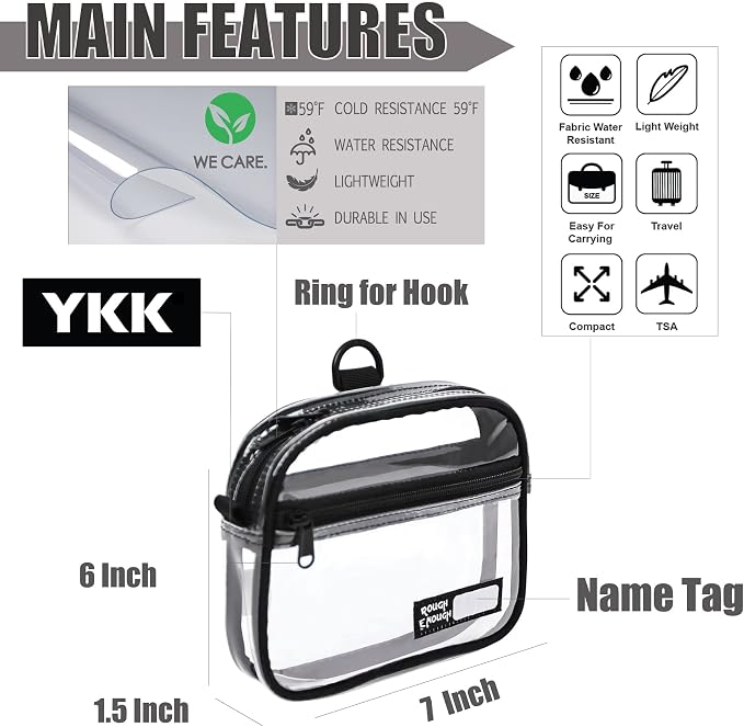 Rough Enough Clear Quart Size TSA Approved Toiletry Bag Small - Image 4