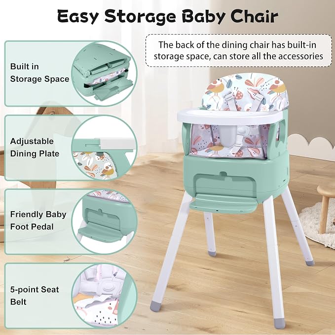 4 in 1 Portable Baby Highchair Convertible Highchair - Image 3