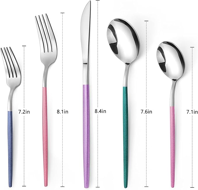 Mirror Silver multicolor Silverware Set, 20-Piece Stainless Steel Flatware Set - Image 2