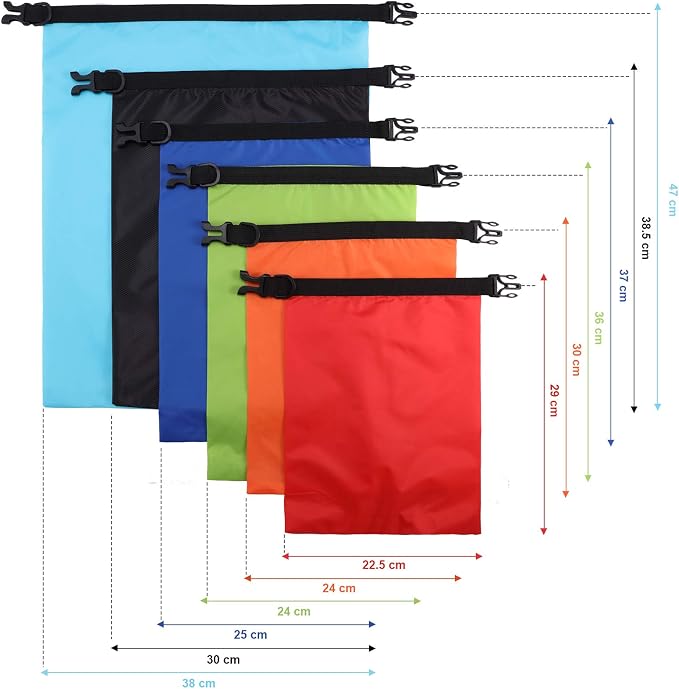 Shappy Waterproof Dry Bag Set 6 Sizes Lightweight Sacks and Long Adjustable - Image 3
