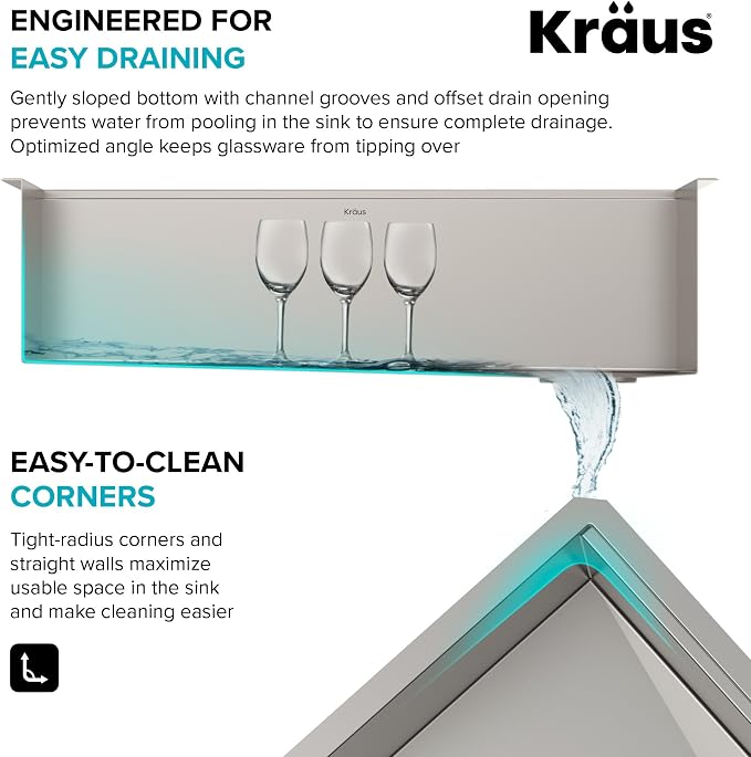 KRAUS Kore Workstation 45-inch Undermount 16 Gauge Stainless Steel Kitchen Sink - Image 4