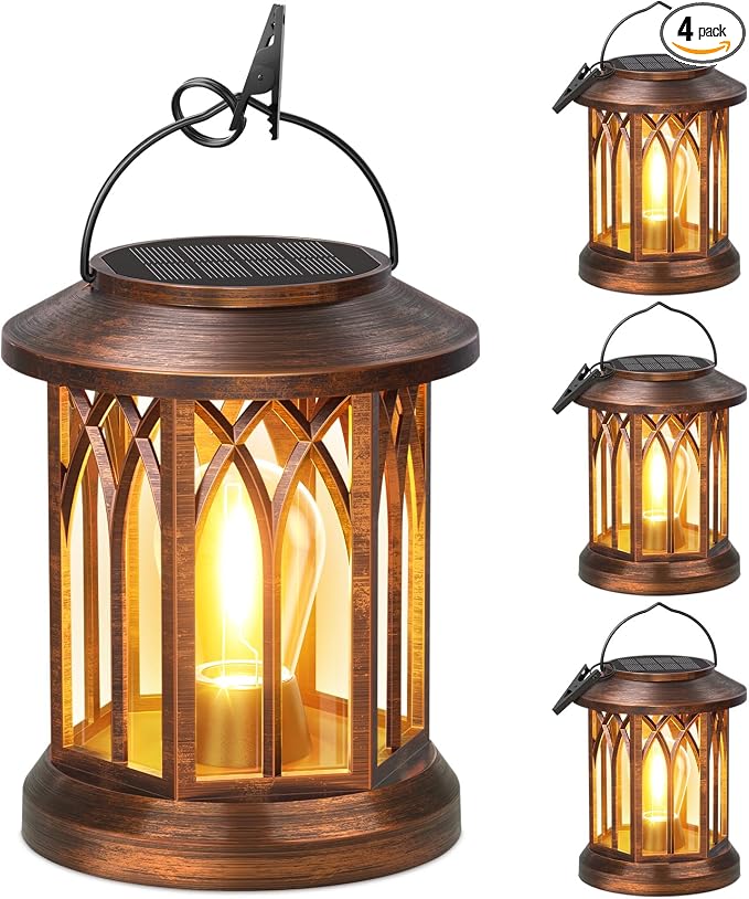 WdtPro Solar Lanterns Outdoor Hanging 4 Pack, Upgraded Bright Solar Lantern by WdtPro