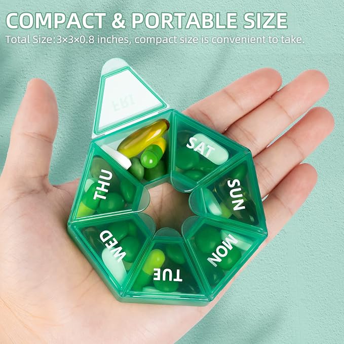 Weekly Pill Organizer, 2 Pack Portable Pill Box Medicine case 6 Colors New - Image 7