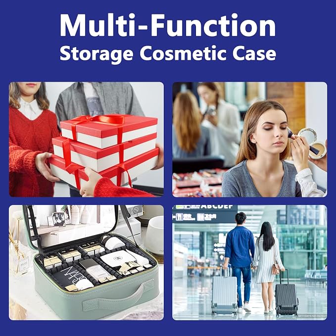 Travel Makeup Bag with LED Lighted Mirror, Travel Makeup Organizer, 3 Color - Image 5
