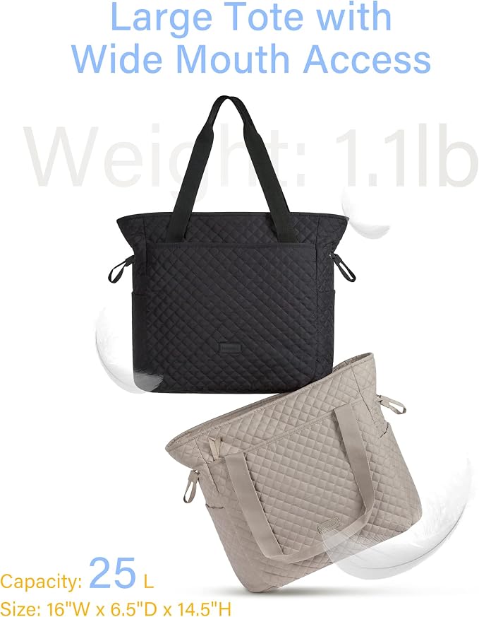 BAGSMART 25L Quilted Tote Bag Large Shoulder Bag - Image 5