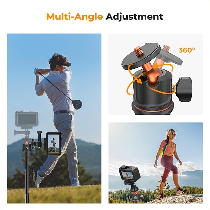K&F Concept Selfie Stick Tripod, 60cm/23.6" Extendable Ball Head Vlog Selfie - Image 5