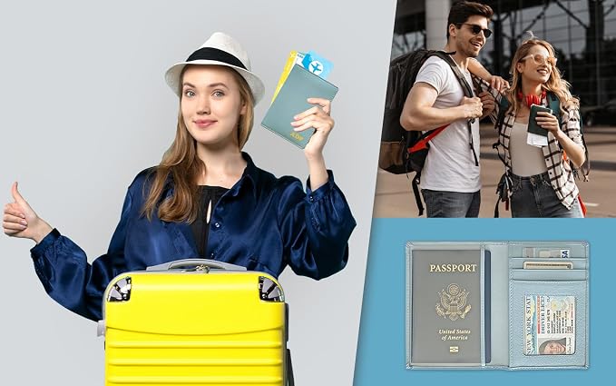 Personalized Monogrammed Chambray Leather RFID Passport Wallet - Image 8