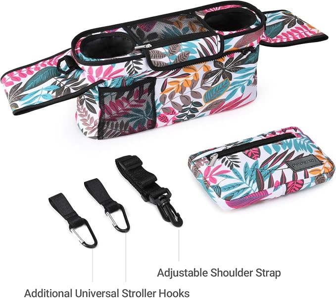 Momcozy Universal Stroller Organizer, 2 Insulated Cup Holders, Removable Zip - Image 3
