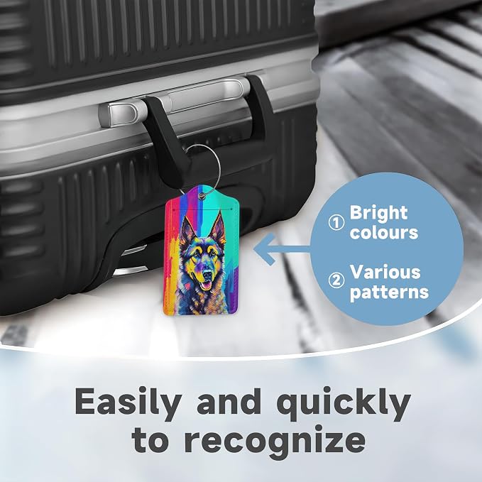 2 Pack Luggage Tag for Suitcase, Art German Shepherd Dog Leather Bag Tags - Image 4