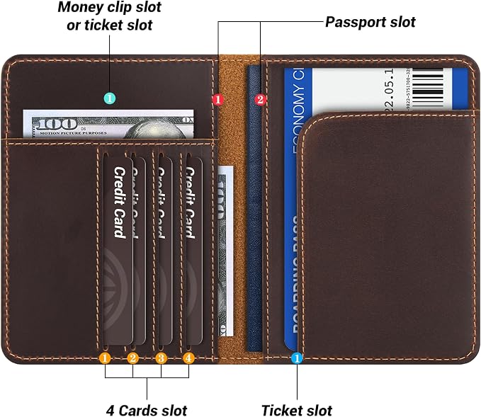 BIAOTIE Premium Leather Passport Holder Covers, Rfid Travel Wallet Passport - Image 3