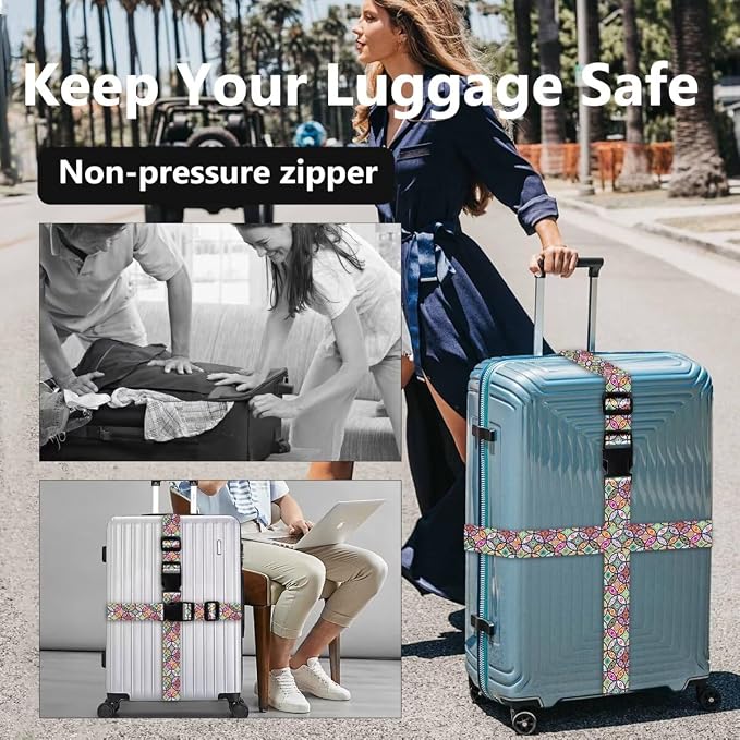 2 Pack Luggage Straps for Suitcases Adjustable Luggage Belt TSA Approved - Image 4