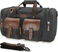 Wildroad 60L Travel Duffel Bag, Expandable Waxed Canvas Genuine Leather Duffle by WILDROAD