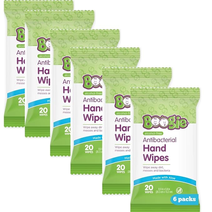 Antibacterial Hand Wipes by Boogie, Alcohol Free, Hypoallergenic and by BoogieBrand