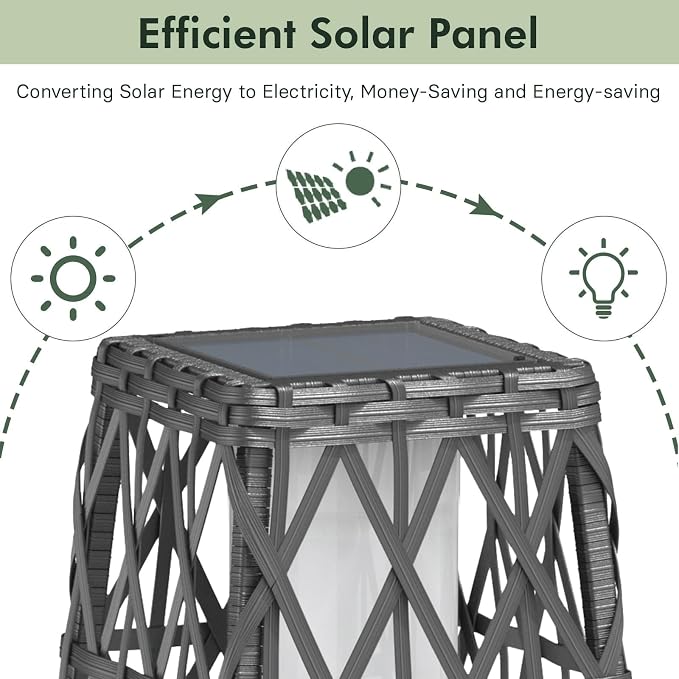 Grand patio Solar Outdoor Floor Lamp Wicker Lantern Decoration Light - Image 4