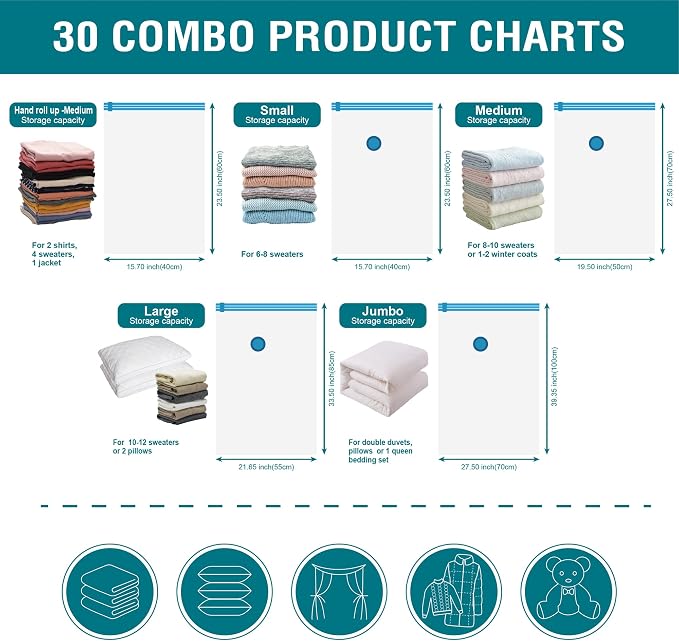 30 Pack Vacuum Storage Bags, Space Saver Vacuum Storage Bags, Vacuum Seal Bags - Image 5