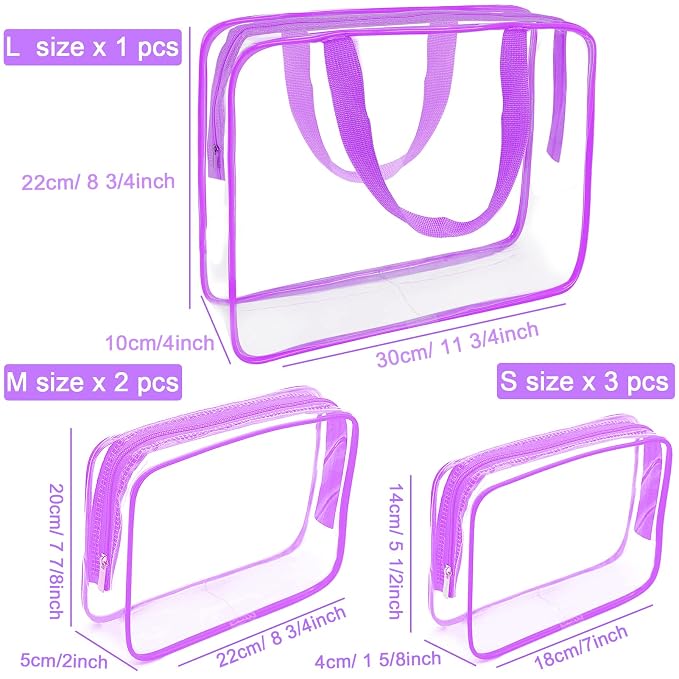 APREUTY Clear Makeup Bags, TSA Approved 6 Pcs Cosmetic Makeup Bags Set Clear PVC - Image 2