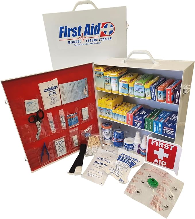 Rapid Care 3-Shelf First Aid Kit Cabinet, Class A+ ANSI/OSHA Compliant – 700+ by RapidCareFirstAid