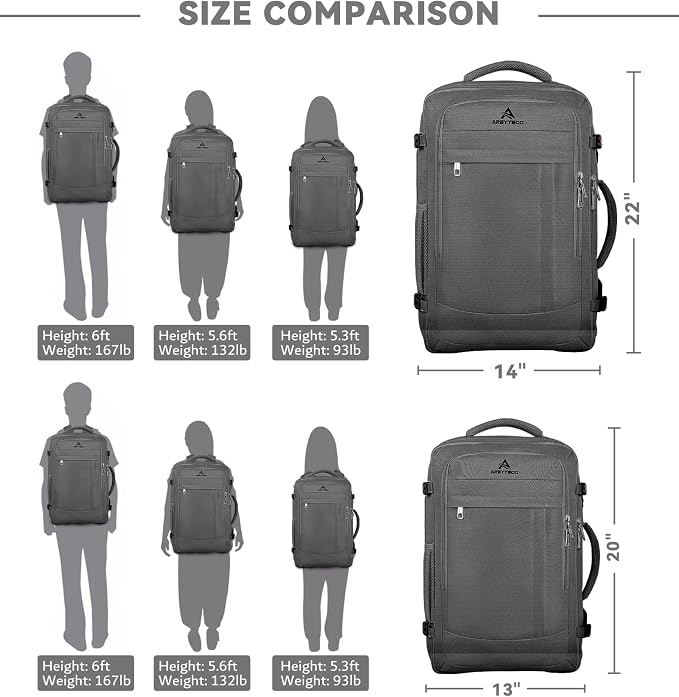 Carry On Backpack, 50L Extra Travel Laptop Backpack - Image 8