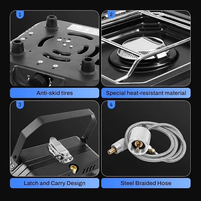 Adjustable 2 Burner Portable Camping Stove Propane - Image 6