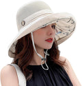 Women Wide Brim Sun Hats Metal Wired Edge Summer UV Protection Beach Fishing Hat by HUAMULAN