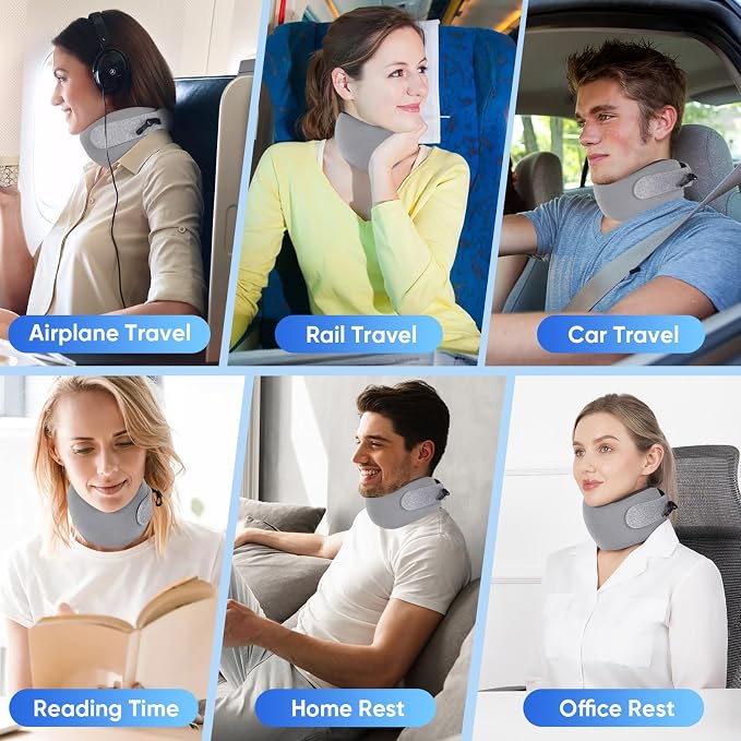 Compact Travel Pillow with Adjustable Straps & Washable Cover, Portable Neck - Image 8