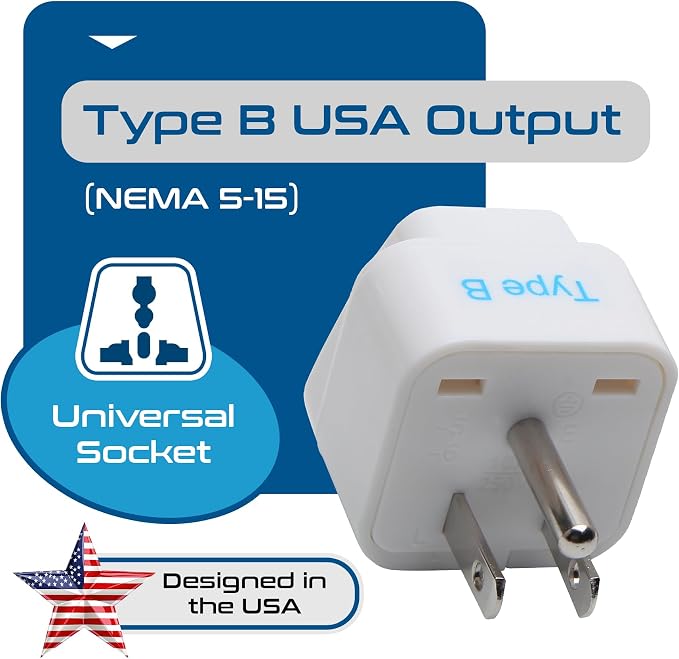 Ceptics Europe to US plug adapter, Type B USA Plug adapter compatible - Image 2